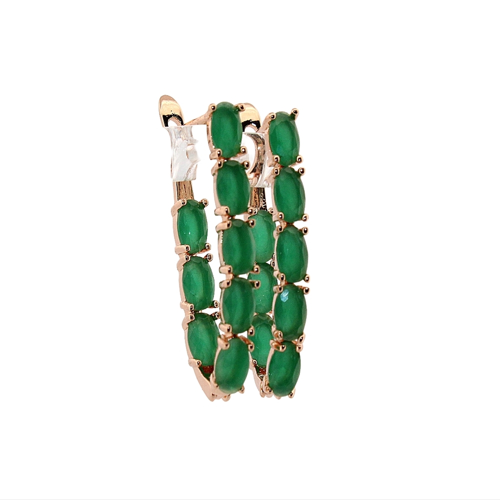 18K Oval Emerald Gold Earrings 252